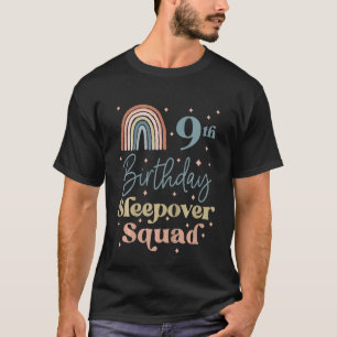 Kids 9th Birthday Boho Rainbow Sleepover Squad Paj T-Shirt