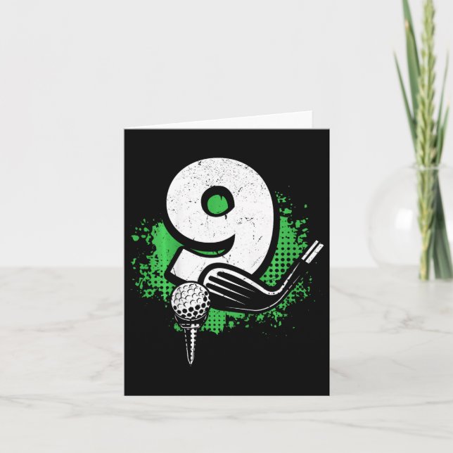 Kids 9th Birthday Boy Golf Player Golf 9 Years Old Card (Front)