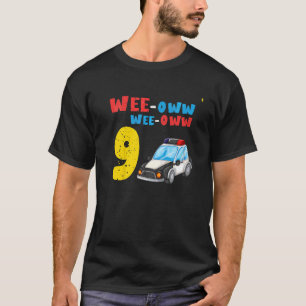 Kids 9th Birthday Boy Police Officer Car Themed Bi T-Shirt