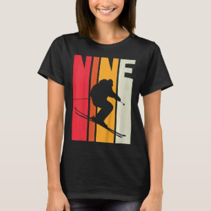 Kids 9th Birthday Boy Retro Ski Lover Skier 9 Year T-Shirt