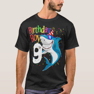 Kids 9th Birthday Boy Shark s JawSome Nine Boys T-Shirt