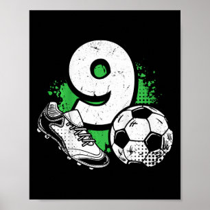 Kids 9th Birthday Boy Soccer Player Footll 9 Years Poster