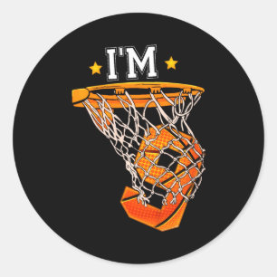 Kids 9th Birthday Bysketbyll Im 9 Boy Girl 6th Bi  Classic Round Sticker