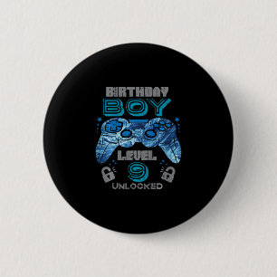 Kids 9th Birthday Gamer Level 9 Unlocked Video Gam 6 Cm Round Badge