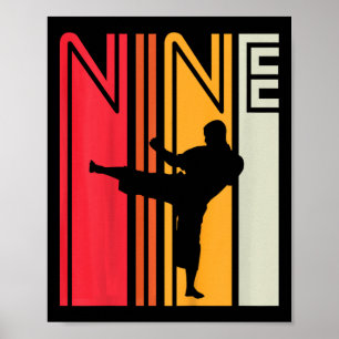 Kids 9th Birthday Gift Karate Retro Taekwondo Mart Poster