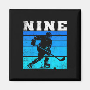 Kids 9th Birthday Ice Hockey Boy And Gil Nine Hock Magnet
