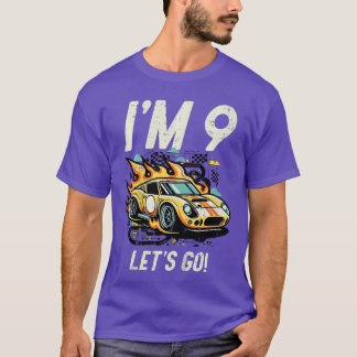 Kids 9th Birthday Im 9 Lets Go Race Nine Year Old  T-Shirt