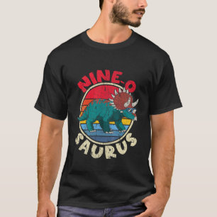 Kids 9Th Birthday Nine O Saurus I Triceratops I Fa T-Shirt