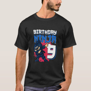 Kids 9th Birthday Ninja Bday Party 9 Years Old Shu T-Shirt