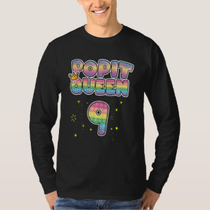 Kids 9th Birthday Pop It Queen 9 Popper Number Po T-Shirt
