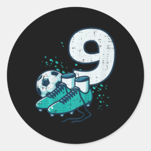 Kids 9th Birthday Soccer Ball Shoes Football 9 Yea Classic Round Sticker