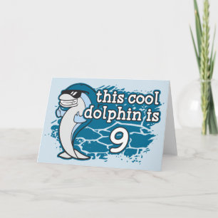 Kid's 9th Birthday This Cool Dolphin is Nine Card