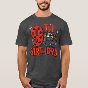Kids 9th Ninja Birthday Boy 9 Year Old Karate Bday T-Shirt