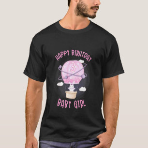 Kids A Girls 3rd Birthday Hot Air Balloon Bunny I T-Shirt
