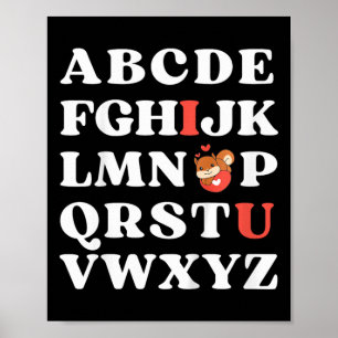 Kids Abc I Love You Kids Squirrel Valentine's Day Poster