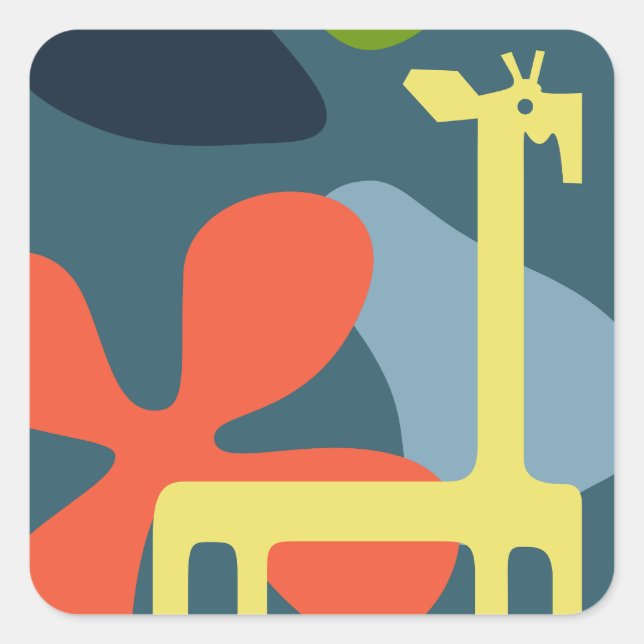 kids abstract giraffe square sticker (Front)