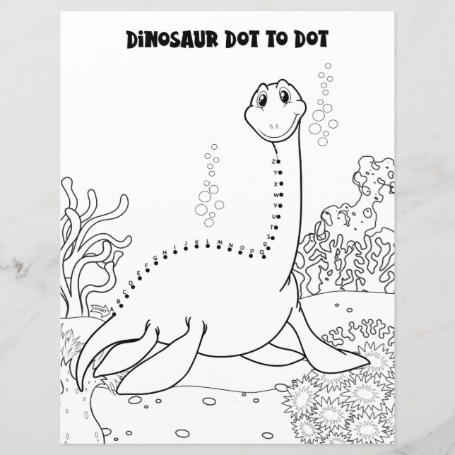 Kids Activity Cute Dinosaur Alphabetic Dot To Dot (Front)