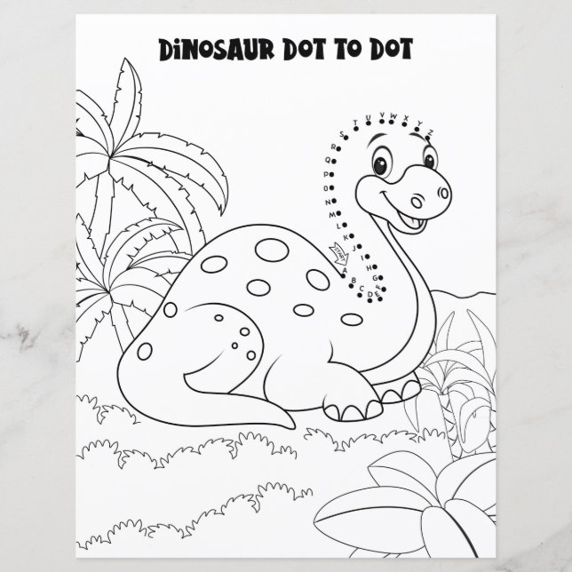 Kids Activity Dinosaur Alphabetic Dot To Dot (Front)