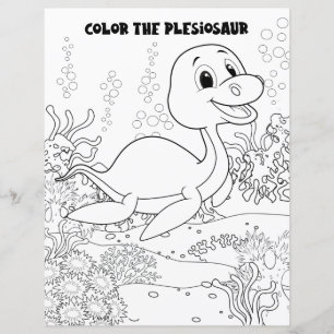 Kids Activity Plesiosaurus Dinosaur Colouring Page