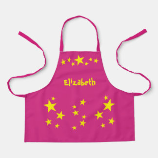 Kid's add name stars yellow pink apron
