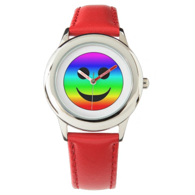 Kid's Adjustable Bezel Stainless Steel Red Numbers Watch (Front)