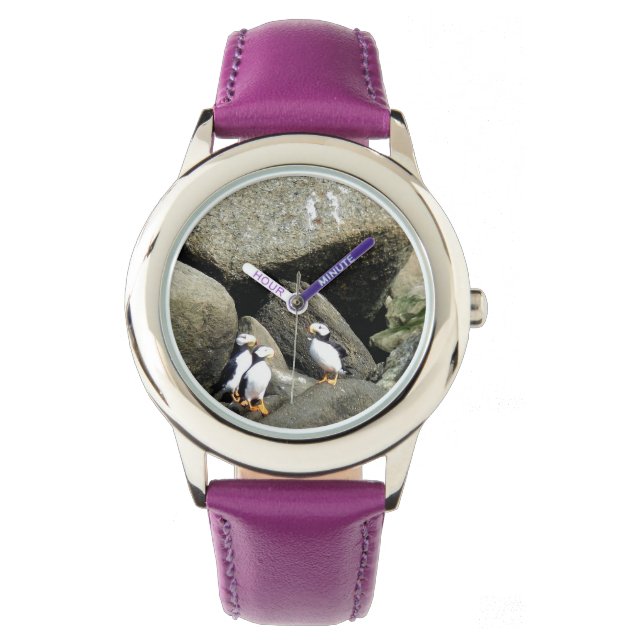 Kid's Adjustable bezel Watch w/ puffin (Front)