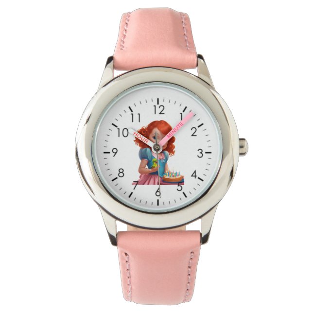 Kid's Adjustable pink heart watch  (Front)