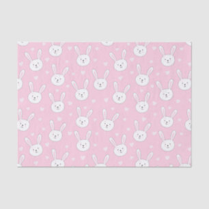 Kids Adorable Bunny Rabbit Easter Pink Hearts Tissue Paper