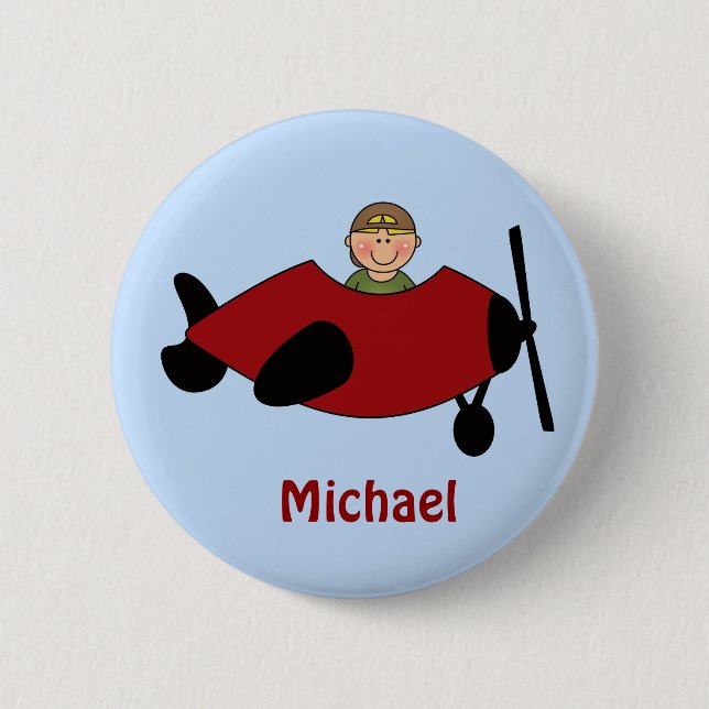 Kids Aeroplane Favour Button (Front)