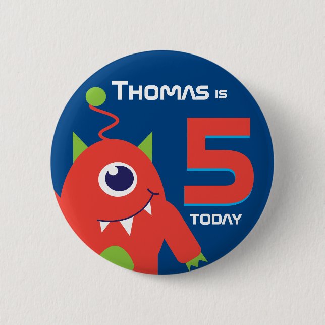 Kids alien name age button badge (Front)