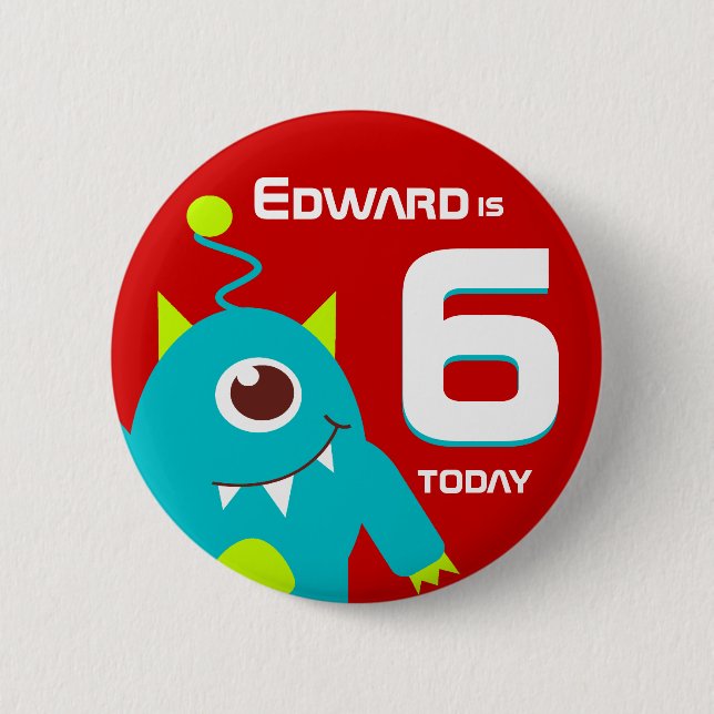 Kids alien name age button badge (Front)