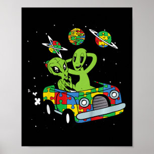 Kids Alien Space Autism Awareness Boys Girls Toddl Poster