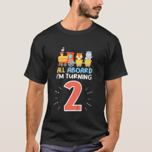 Kids All Aboard I'm Turning 2 Train With Animals 2 T-Shirt