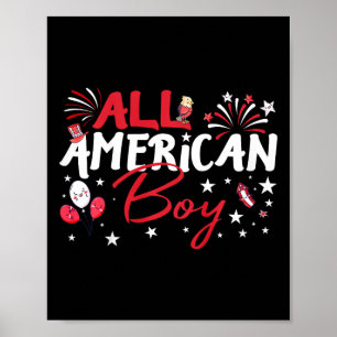 Kids All American Boy For Independence Day Boys Pa Poster