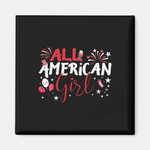 Kids All American Girl For Independence Day Girls Magnet