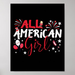 Kids All American Girl For Independence Day Girls Poster