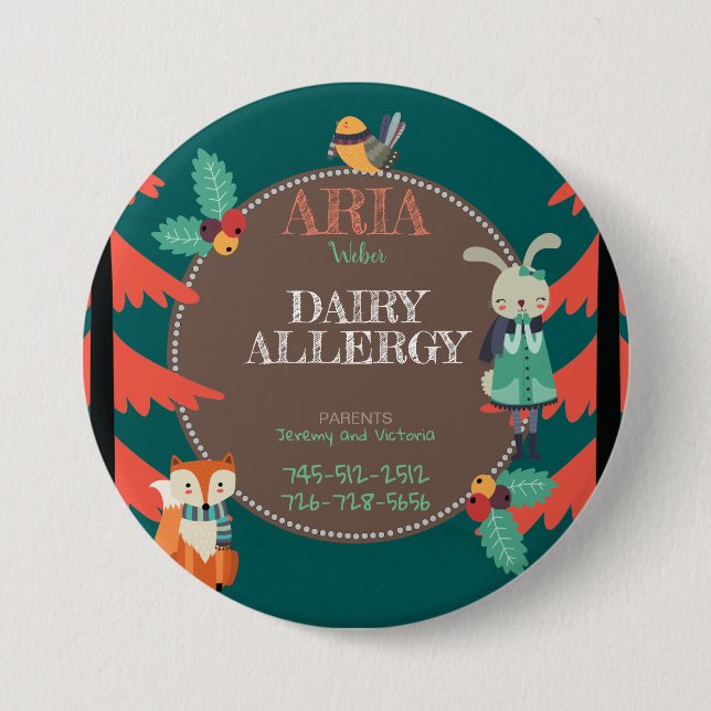 Kids Allergen Cute Woodland Winter Animal 7.5 Cm Round Badge (Front)