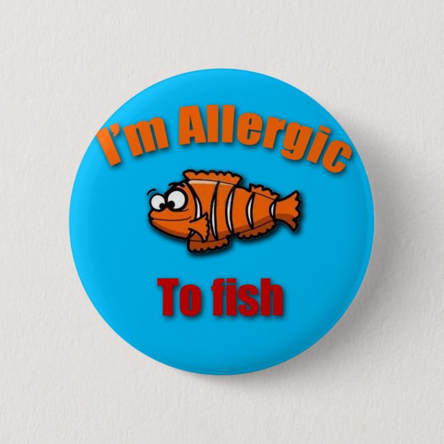 Kids allergy alert fish 6 cm round badge (Front)