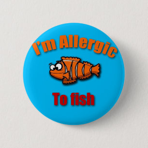 Kids allergy alert fish 6 cm round badge