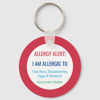 Kids Allergy Alert Personalised Allergic To Key Ring