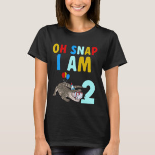 Kids Alligator 2nd Birthday Oh Snap I'm 2 Crocodil T-Shirt