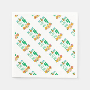 Kids Aloha Tropical Luau 4 Years Old Birthday Napkin