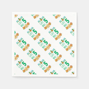 Kids Aloha Tropical Luau 5 Years Old Birthday Napkin