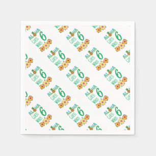 Kids Aloha Tropical Luau 6 Years Old Birthday Napkin