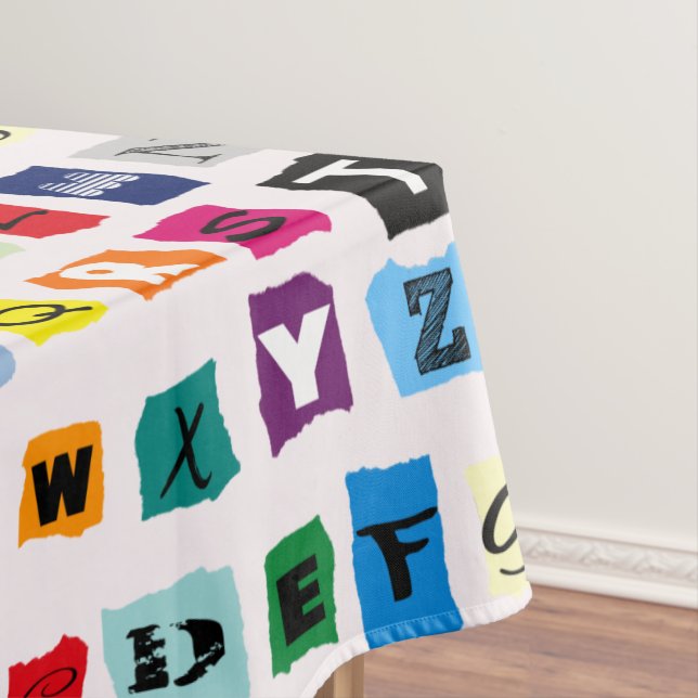 Kids Alphabet ABCs Multi-Colour Fun Tablecloth (In Situ)