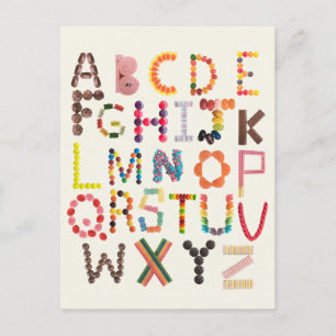 Kids Alphabet Back to School Candy Halloween ABC Postcard