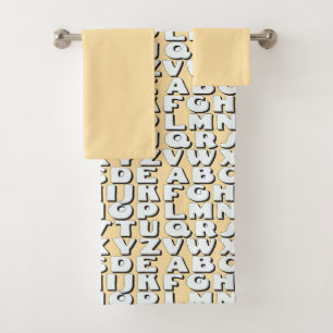 Kids Alphabet Beige Bath Towel Set