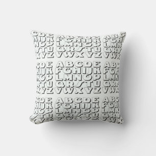 Kids Alphabet Black White  Cushion