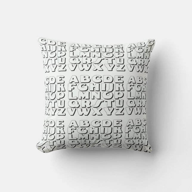 Kids Alphabet Black White  Cushion (Front)
