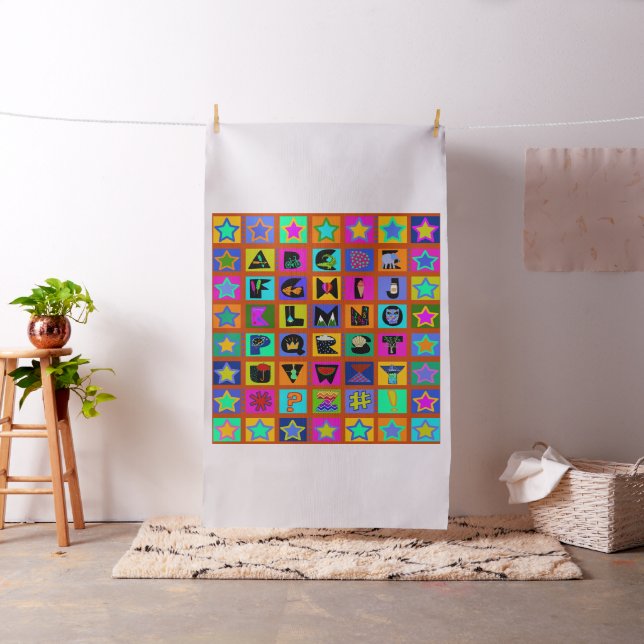 Kid's Alphabet Quilt Design - Red Fabric (In Situ)